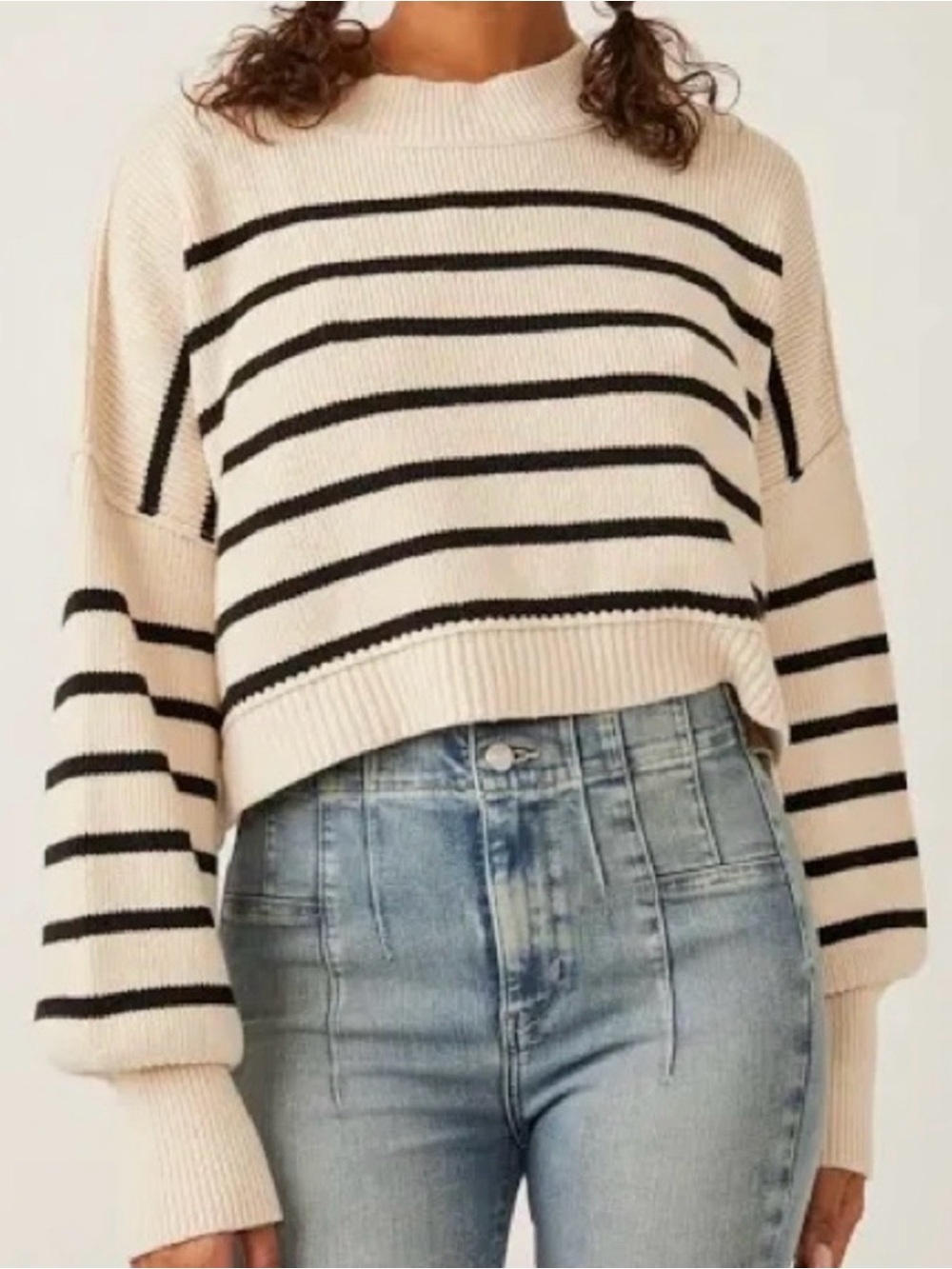 Free People Easy Street Cropped Mock Neck Sweater (S)